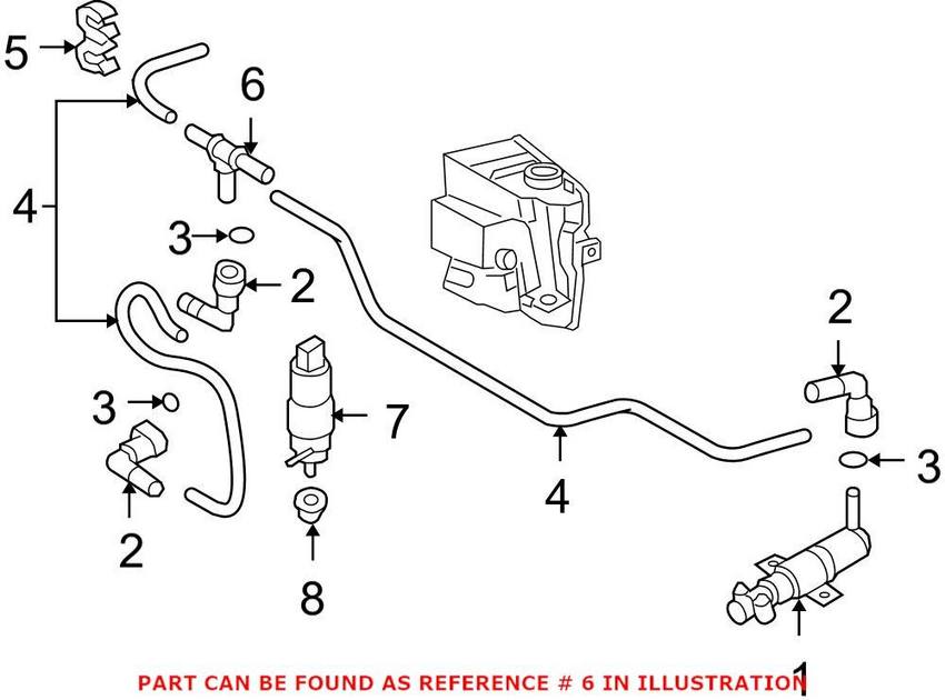 VW Headlight Washer System T-Fitting 8D0955873